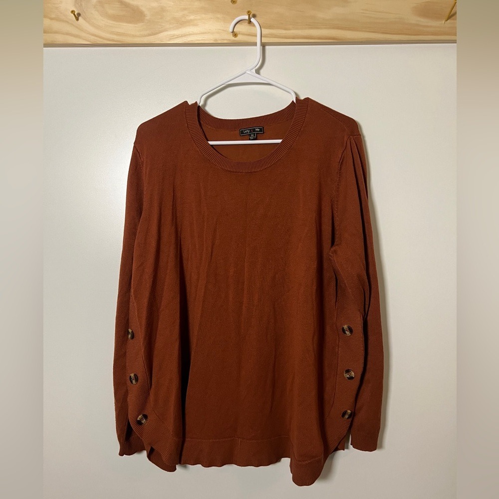Lety & Me Scoop Neck Sweater Button Copper Fall Women Size 2X